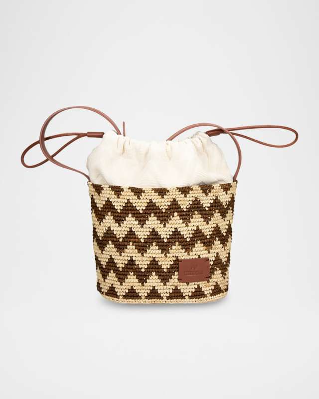 Small Chevron Raffia Bucket Bag
